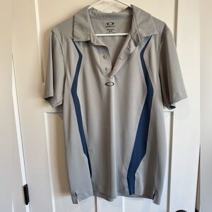 Oakley Gray and Blue Men's Polo Shirt